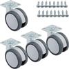 SOTECH set di 4 ruote per mobili Hamm Ø 63 mm altezza 74,5 mm, bianco/grigio, portata 35 kg, piastra avvitabile 47 x 47 mm, senza freno