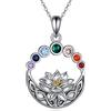 AXELUNA - Collana chakra in argento sterling con ciondolo a forma di fiore di loto e nodo celtico, gioiello per guarigione e yoga, regalo di compleanno per mamma, figlia, lei