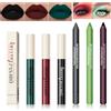 Likesing 6 Pezzi Rossetto Nero 3in1 Eyeliner Matita Occhi Marrone Nera Matita Labbra Set Lunga Durata Rossetti Colorati Ombretti Occhi Matitone Waterproof Lucidalabbra Opaco Lipgloss Donna Regalo