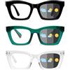 Hubeye Occhiali da lettura da Donna Retrò alla Moda con la Cerniera a molla Occhiali Anti Luce Blu (Nero+Verde+Trasparente, 2.50)
