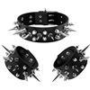 Manfnee Bracciale girocollo in pelle di PU Collana gotica punk con chiodi neri regolabili Unisex
