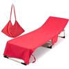 Morbuy Telo de Mare Microfibra, Fodera per Sedia da Spiaggia con Tasche Laterali, Tinta unita Asciugamano per Lettino Spiaggia Fodera per Chaise Longue per Giardino (rosso)