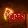 HFHungkeong Insegna al neon in acrilico con scritta 'Pizza Open' per affari, decorazione da parete a LED per pizzeria, negozio, cucina, forno, 40 x 20 cm