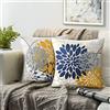 RYBornament Copricuscino 45x45cm Dalia Fiore Quadrati Federe Cuscini Divano Blu Navy E Giallo Farmhouse Fodera Cuscini Set Di 2 Fodera Astratto Geométrico Per Cuscino Per Ufficio Hotel Divano Cuscino Addobbi