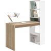Habitdesign Scrivania con ripiani reversibili, tavolo da computer, bianco Artik e rovere canadese, modello Duplo, dimensioni: 120 cm (larghezza) x 53 cm (profondità) x 144 cm (altezza)