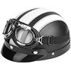 Yctze Mezzo casco aperto per motocicletta Universale per moto Scooter Mezzo casco aperto in pelle sintetica e visiera Occhiali UV(Argento)