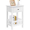 Yaheetech Comodino Bianco con Cassetto Tavolino Lato Moderno con Cestino Porta Riviste Shabby Chic Tavolino d'Appoggio in Legno MDF per Soggiorno Salotto 40 x 30 x 60 cm