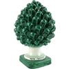 Teste di Moro e Pigne in Ceramica di Cal Pigna Verde decorata a mano in Originale Ceramica di Caltagirone - Altezza 20 cm - Pigne