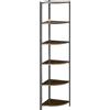 Easycomfort Libreria Moderna Angolare a 6 Ripiani in Metallo e MDF, 34x34x166cm, Marrone e Nero