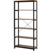 EasyComfort Libreria Verticale in Stile Industriale Vintage, Scaffale Salvaspazio con 6 Mensole in Legno e Metallo Nero, 80x30x180cm