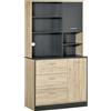 EasyComfort Mobile Cucina Credenza Moderna Salvaspazio con 2 armadietti 3 cassetti 3 ripiani Legno 90 x 39 x 169cm colore Grigio Rovere Chiaro