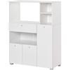 Easycomfort Mobile Cucina per Microonde con Armadietti, Mensole e Cassetto, Credenza Moderna in Legno 90x40x120cm Bianco