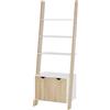 Easycomfort Mobile Libreria a Scala con 3 Mensole e Armadietto, Scaffale Moderno Stile Nordico in Legno, 60x40x171cm, Rovere e Bianco