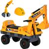 Easycomfort Ruspa Giocattolo 2 in 1 con Escavatore e Mordente, Vano Nascosto, Gioco Cavalcabile Bambini 2-3 Anni, 90x28x58cm, Giallo