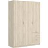 DEKIT GRUPO RIMOBEL ESSEN - Armadio guardaroba a 3 porte e 3 cassetti, Naturale, 121x184x52 cm