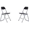 LIBEROSHOPPING Sedia in metallo pieghevole seduta ecopelle NERO SET 2 PEZZI