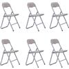 LIBEROSHOPPING Sedia in metallo pieghevole seduta ecopelle TORTORA SET 6 PEZZI - LIBEROSHOPPING