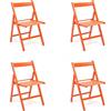 LIBEROSHOPPING Sedia pieghevole salvaspazio in legno lusso colorata ARANCIO SET DA 4