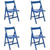 LIBEROSHOPPING Sedia pieghevole salvaspazio in legno lusso colorata BLU SET DA 4