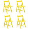 LIBEROSHOPPING Sedia pieghevole salvaspazio in legno lusso colorata GIALLO SET DA 4