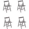 LIBEROSHOPPING Sedia pieghevole salvaspazio in legno lusso colorata GRIGIO SET DA 4