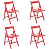 LIBEROSHOPPING Sedia pieghevole salvaspazio in legno lusso colorata ROSSO SET DA 4