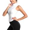 FEOYA Canotta Sportiva Aderente da Donna Top Senza Maniche Estivo Bianco S Canotta da Yoga Fitness Corsa Elasticizzato Maglia Sportivi Senza Maniche Gilet Slim con Zip Colletto Rialzato