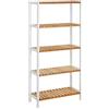 SONGMICS Mensola da Bagno a 5 Livelli, Supporto da Cucina in bambù, 9 Altezze Regolabili, espositore Multifunzionale per Soggiorno, corridoio, 60 x 26 x 130 cm, Bianco e Legno BCB35WN
