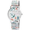 Excellanc Orologio da donna con cinturino in acciaio inox, Ø 36 mm, motivo colorato, stampa analogico, al quarzo, 1700060, bianco e azzurro., Bracciale