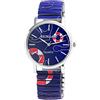 Excellanc Orologio da donna con cinturino in acciaio inox, Ø 36 mm, motivo colorato, stampa analogico, al quarzo, 1700060, Blu, cinghia