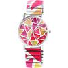 Excellanc Orologio da donna con cinturino in acciaio inox, Ø 36 mm, motivo colorato, stampa analogico, al quarzo, 1700060, bianco, rosso, arancione, cinghia