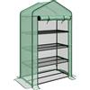 Outsunny Serra da Giardino Balcone con Ripiani 4 Livelli 90L x 49l x 160H cm Acciaio zincato Telone Rimovibile PE Alta densità Verde