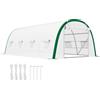 Outsunny Serra da Giardino a Tunnel 18 m² dim con 8 finestre, Zip Arrotolabile, Acciaio zincato, Telo PE, 6L x 3l x 2H m, Bianco | Aosom Italy