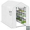 Outsunny Serra da giardino 3 m² con ripiani 3 livelli, PE rinforzata 135 g/m² anti-UV, porta avvolgibile e finestre in rete