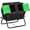 Outsunny Composteur da giardino bac à compost per rifiuti rotativo 360° doppia camera 130 L acciaio PP 67 x 60 x 77 cm nero
