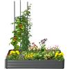 Outsunny Carré potager jardinière rettangolare in metallo con tutori per pomodori e piante rampicanti 180 x 90 x 29,5 cm