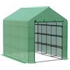 Outsunny Serra da giardino serra d'inverno con ripiani a 3 livelli porta avvolgibile tubo in acciaio 244 x 180 x 210 cm verde