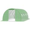 Outsunny Serra da Giardino Tunnel 18 m² dim. 6L x 3l x 2H m - 8 Finestre, Porta con Zip Avvolgibile - Telaio Tubolare in Acciaio Zincato, Copertura PE Alta Densità Verde
