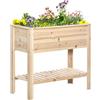 Outsunny Vaso da Giardino su Piedi con Ripiano a Doghe 90 x 40 x 81 cm Inserti per l'Irrigazione, Geotessile Inclusi Legno Massello