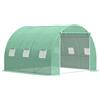 Outsunny Serra da giardino 9 m² serra a tunnel da giardino 3 x 3 x 2 m con porta rullo e 6 finestre in rete in acciaio PE verde
