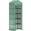 Outsunny Serra da giardino balcone con ripiani 5 livelli 0,69 x 0,49 x 1,93 m acciaio copertura rimovibile PE verde