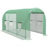 Outsunny Serra da Giardino Tunnel Superficie a Terra 8 m² 4L x 2l x 2,05H m telaio Tubolare Porta con Zip 6 Finestre Avvolgibili verde