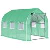 Outsunny Serra da giardino tunnel serre tunnel 6 m² con 6 finestre porta a zip tela PE struttura ferro zincato verde