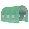 Outsunny Serra da Giardino Tunnel Superficie al Suolo 6 m² 3L x 2l x 2H m Telaio Tubolare Rinforzato Porta con Cerniera 6 Finestre Avvolgibili Verde