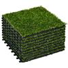 Outsunny Erba sintetica Artificiale Set di 10 Piastrelle 30 x 30 cm spessore Comfort 3 cm da incastro Verde