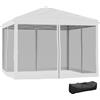 Outsunny Gazebo pop-up Pergola Pieghevole Stile Coloniale 3 x 3 m 4 zanzariere + Sacca Trasporto crema