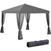 Outsunny Pergola pop-up Barnum Pieghevole Stile Coloniale 3 x 3 m 4 zanzariere + Borsa da Trasporto grigio