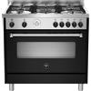 Ⓜ️🔵🔵🔵 LA GERMANIA AMN965ENET/21 - Cucina 5 fuochi gas, forno elettrico, 90x60 cm, NERO ANTRACITE ed ACCIAIO INOX, serie Americana, Classe A