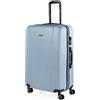 ITACA - Valigia Grande Rigida Viaggio Rigide. Trolley Grande con 4 RuoteDoppie Girevoli. Materiale ABS Valigia Rigida Grande Resistente e Leggero TSA, Blu chiaro