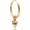 SINGULARU - Orecchino Singolo Cerchio Cono Rosa. Argento Sterling con Placcatura in Oro 18 Kt e Zirconia. Gioielli da Donna